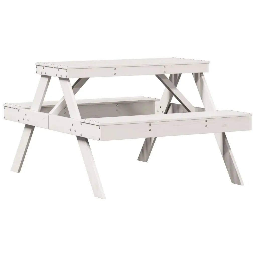 Picnic Table White 105x134x75 cm Solid Wood Pine 832568