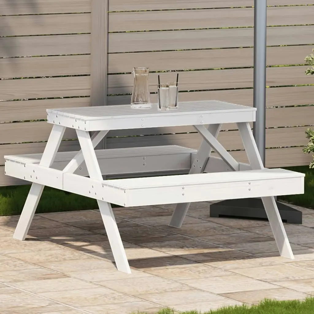 Picnic Table White 105x134x75 cm Solid Wood Pine 832568