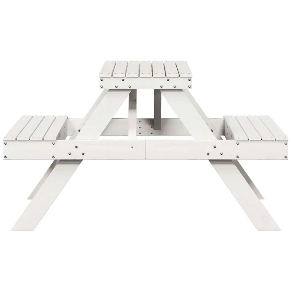 Picnic Table White 105x134x75 cm Solid Wood Pine 832568