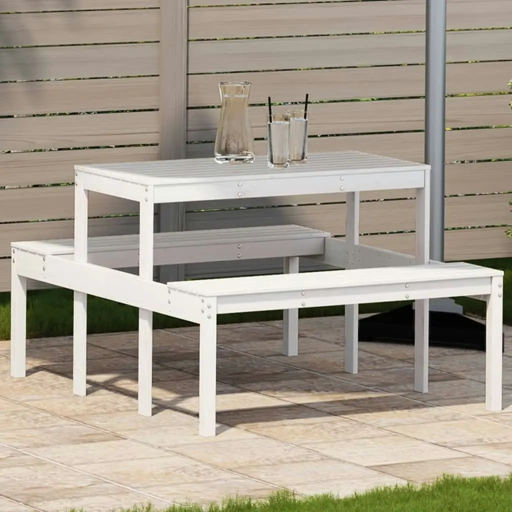 Picnic Table White 110x134x75 cm Solid Wood Pine 832558