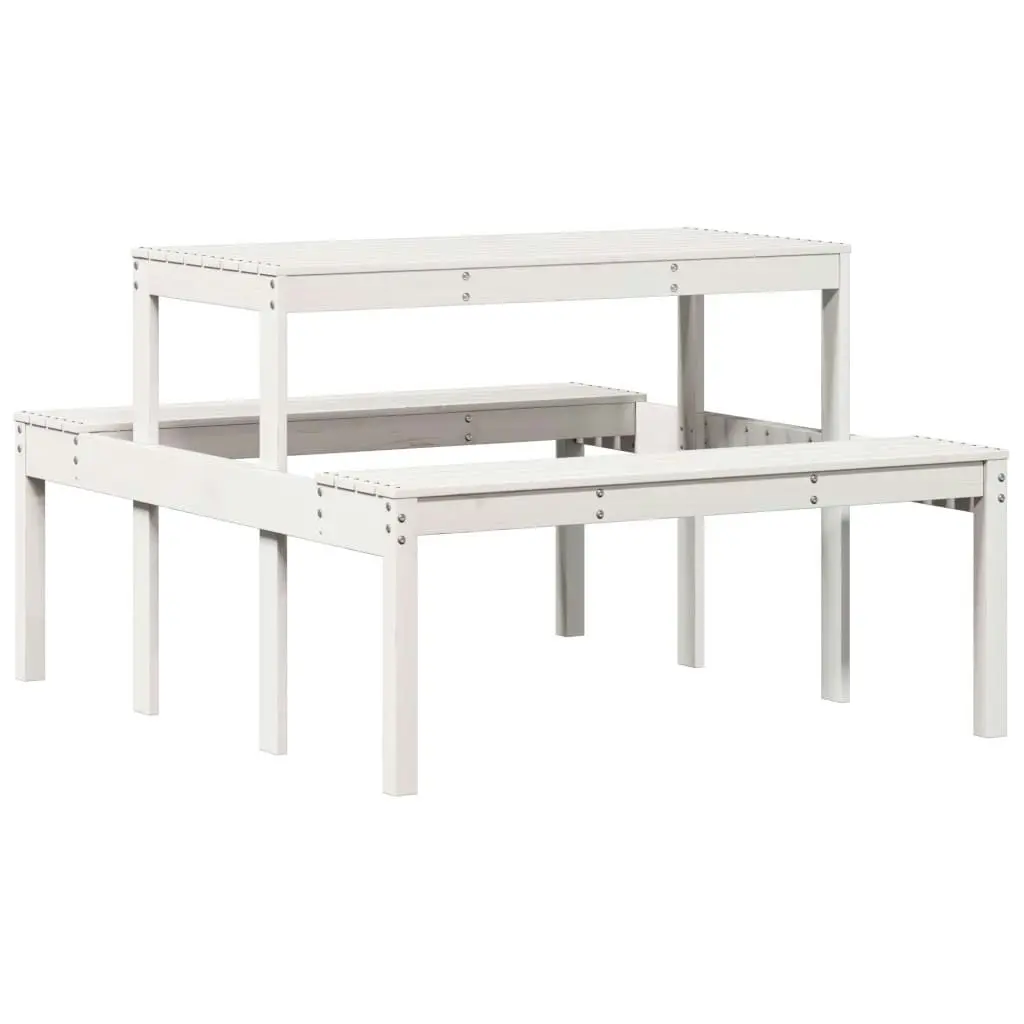 Picnic Table White 110x134x75 cm Solid Wood Pine 832558