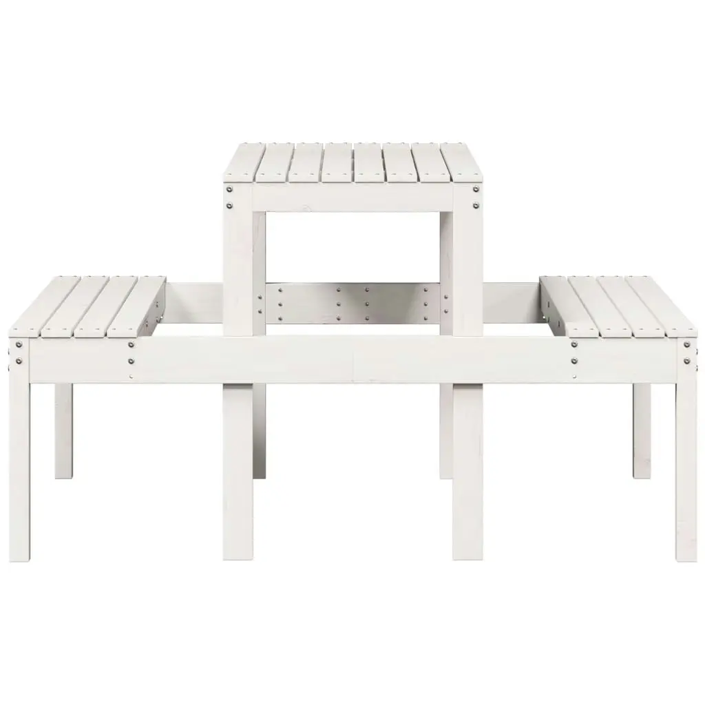 Picnic Table White 110x134x75 cm Solid Wood Pine 832558