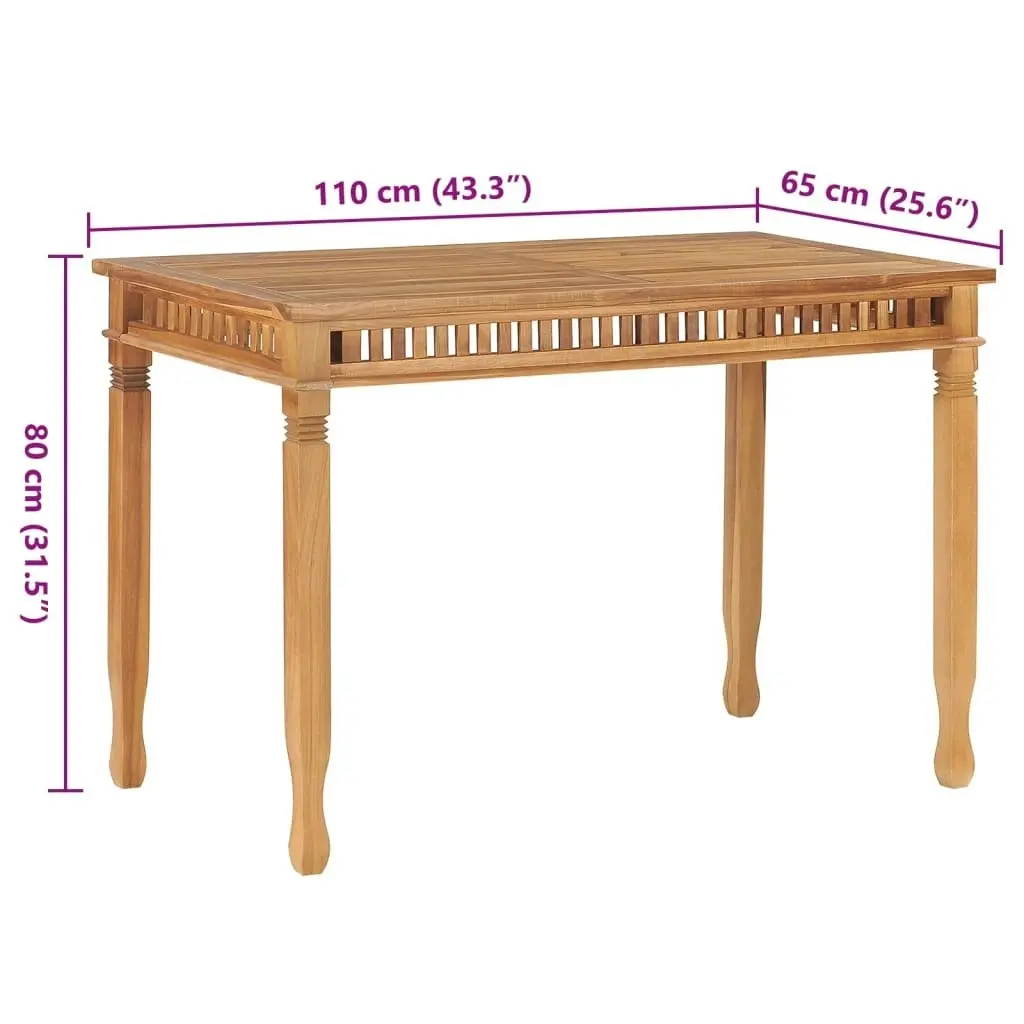 Garden Dining Table 110x65x80 cm Solid Teak Wood 49385