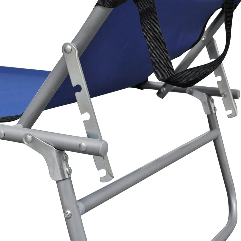 Folding Sun Lounger with Canopy Blue Aluminium 47769