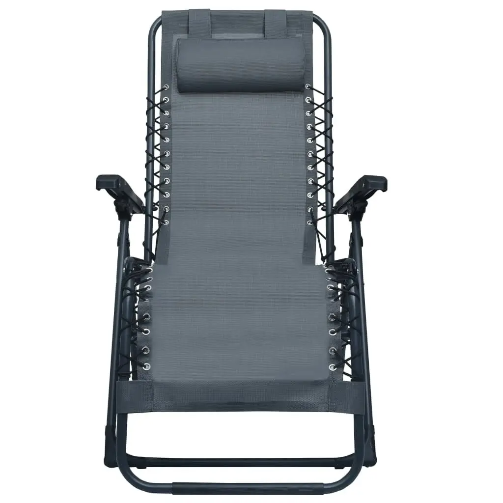 Folding Deck Chair Grey Textilene 47898