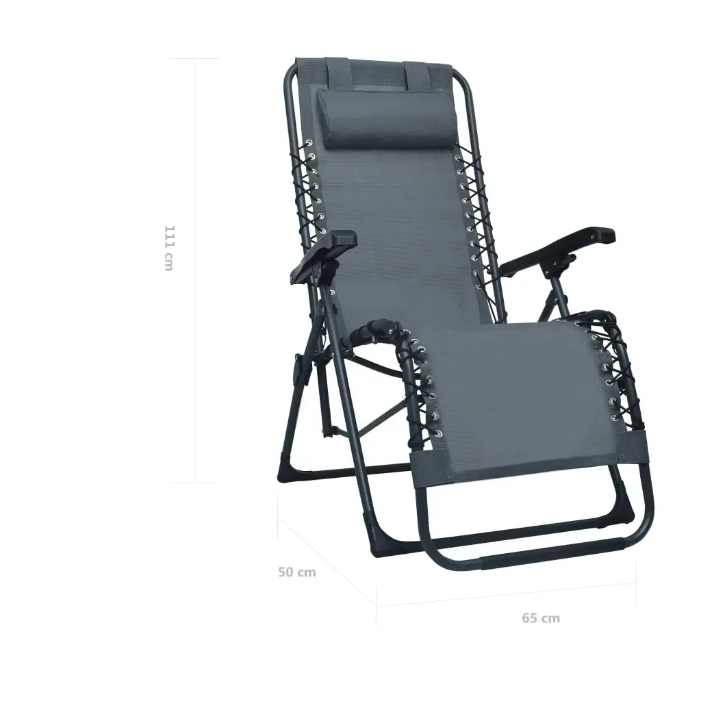 Folding Deck Chair Grey Textilene 47898