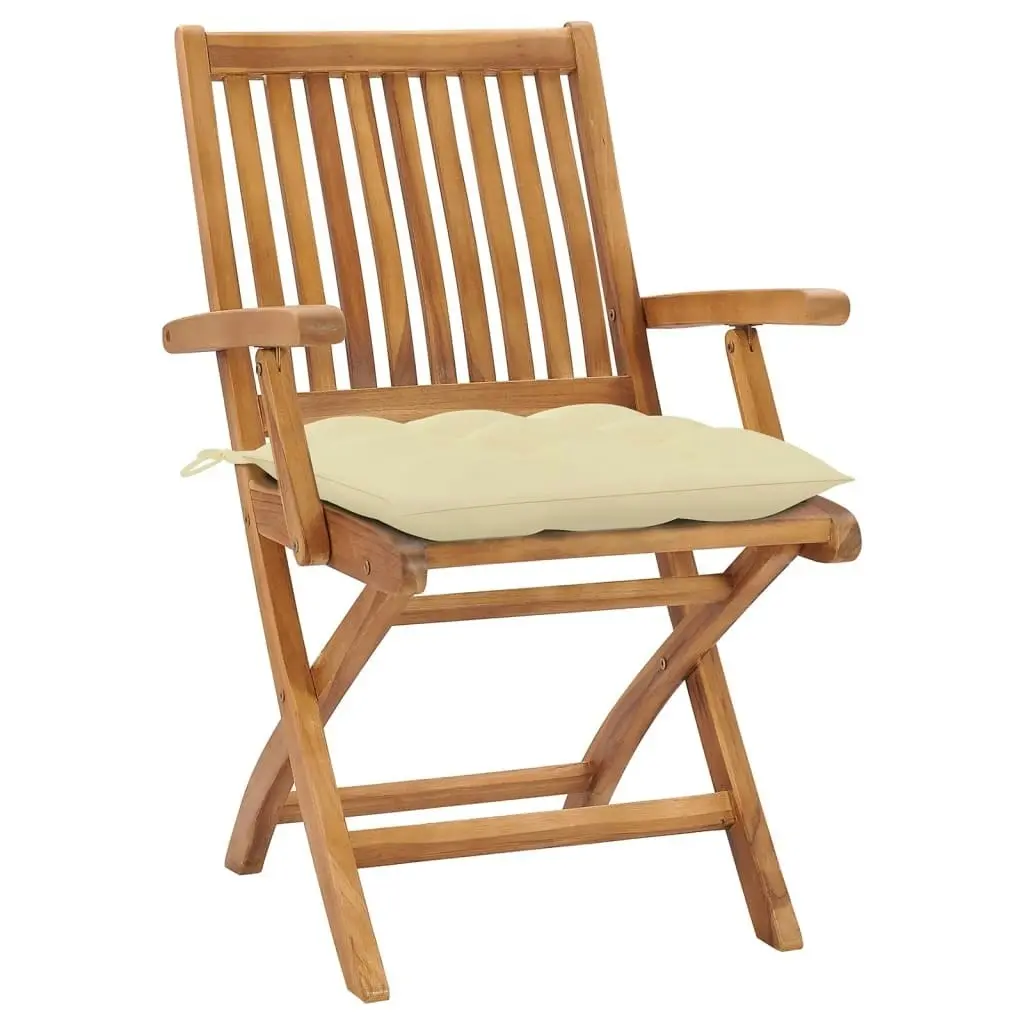 Folding Garden Chairs with Cushions 6 pcs Solid Teak Wood 3072767