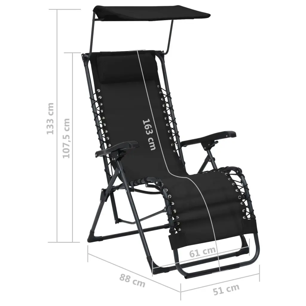 Folding Deck Chair Textilene Black 312467