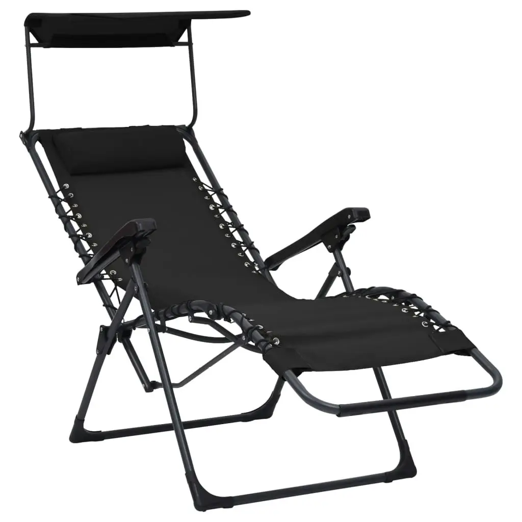 Folding Deck Chair Textilene Black 312467