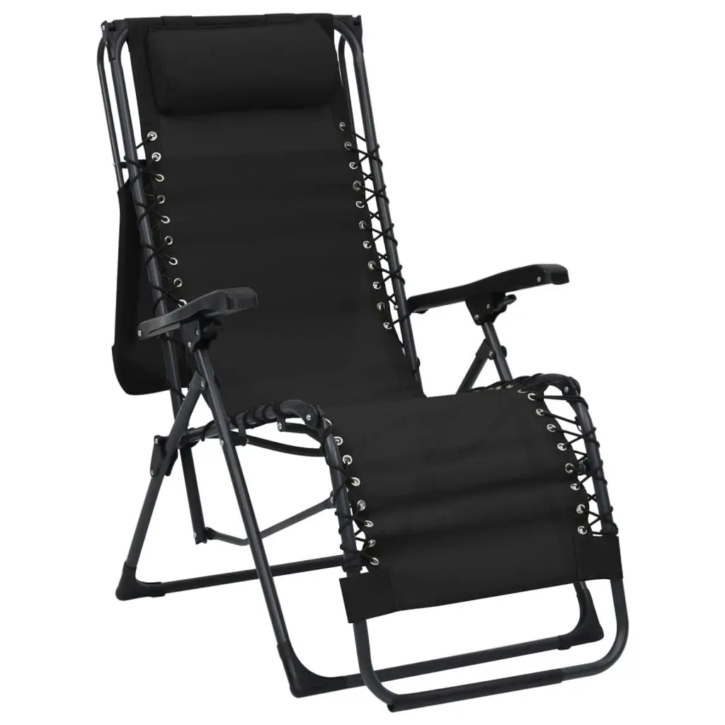 Folding Deck Chair Textilene Black 312467