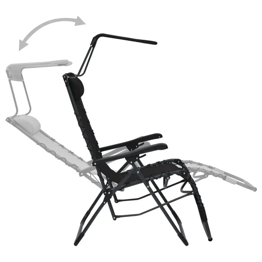 Folding Deck Chair Textilene Black 312467