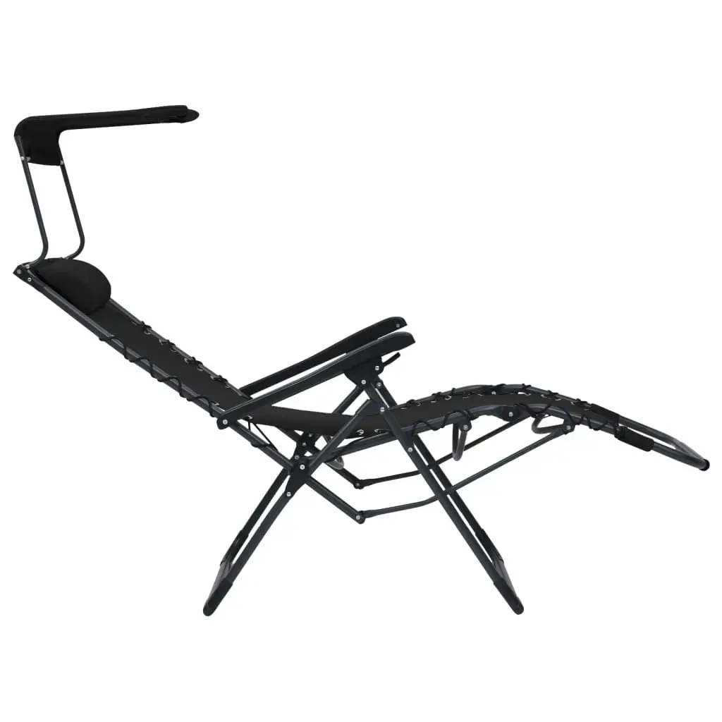 Folding Deck Chair Textilene Black 312467