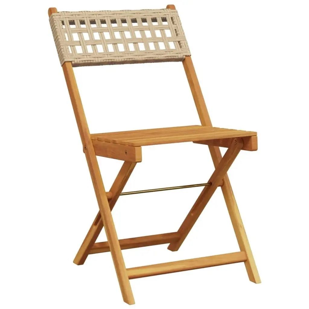 Bistro Chairs 2 pcs Beige Solid Wood Acacia and Poly Rattan 367677