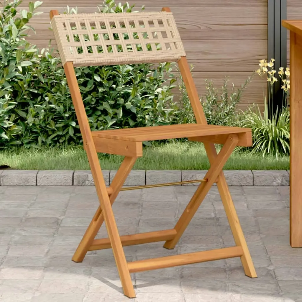 Bistro Chairs 2 pcs Beige Solid Wood Acacia and Poly Rattan 367677