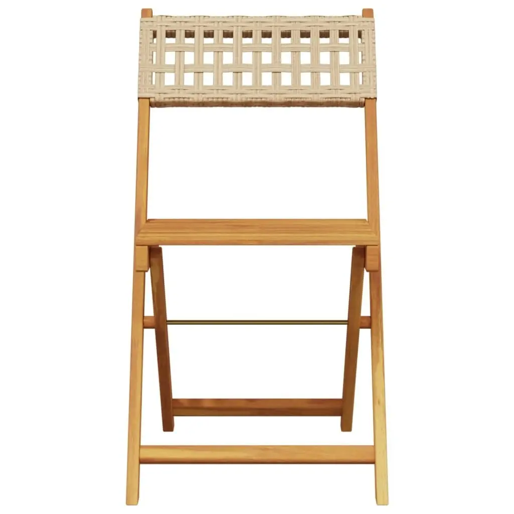 Bistro Chairs 2 pcs Beige Solid Wood Acacia and Poly Rattan 367677