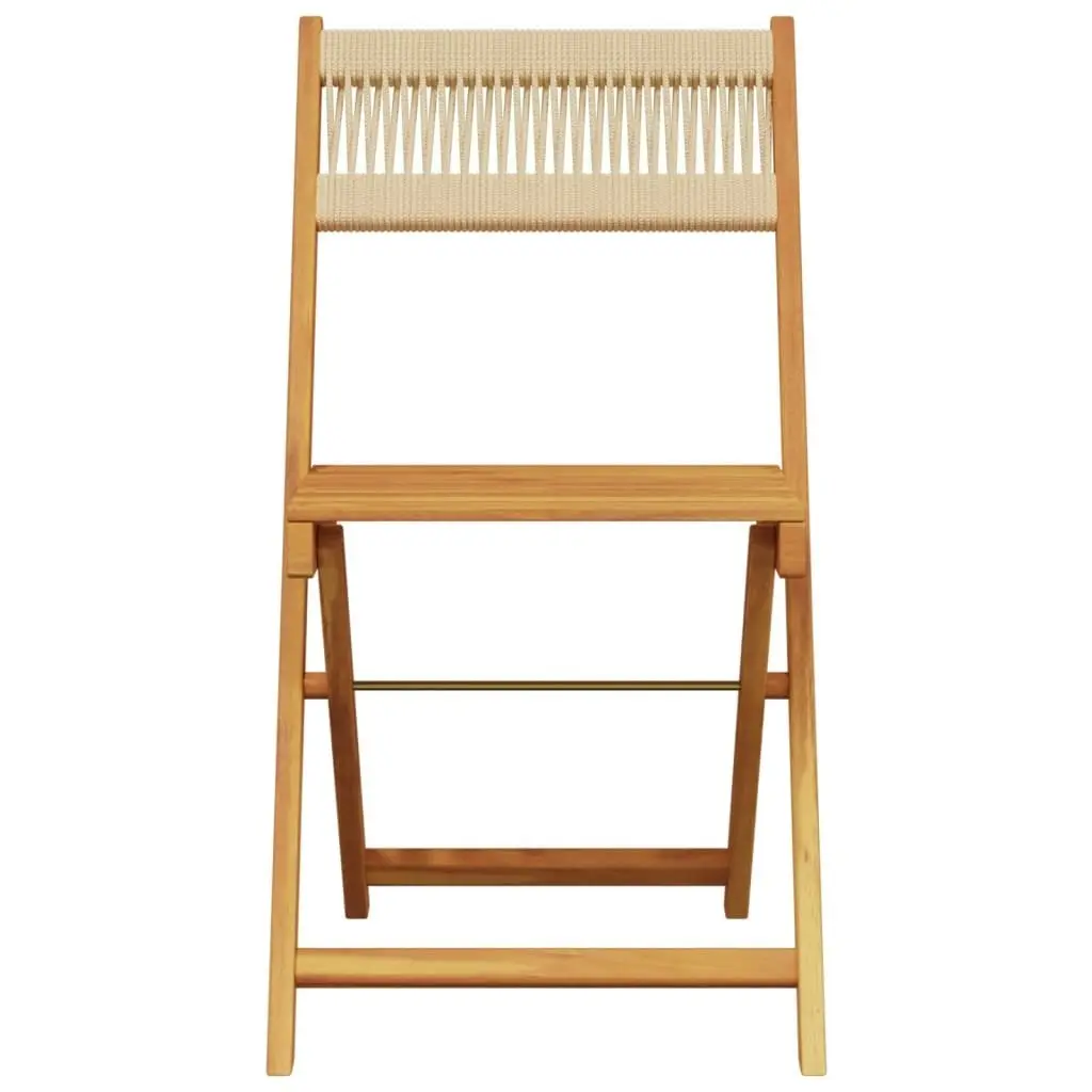 Bistro Chairs 2 pcs Beige Solid Wood Acacia and Rope 367680