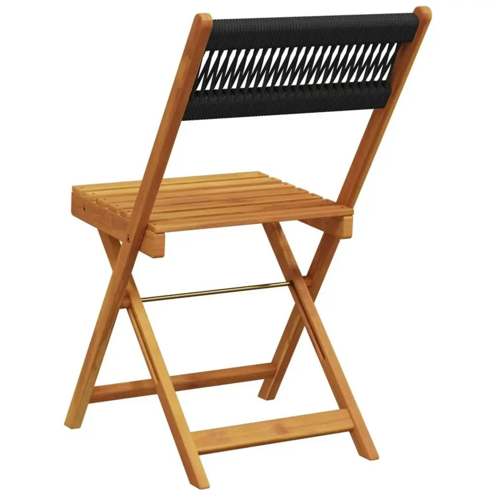 Bistro Chairs 2 pcs Black Solid Wood Acacia and Rope 367678