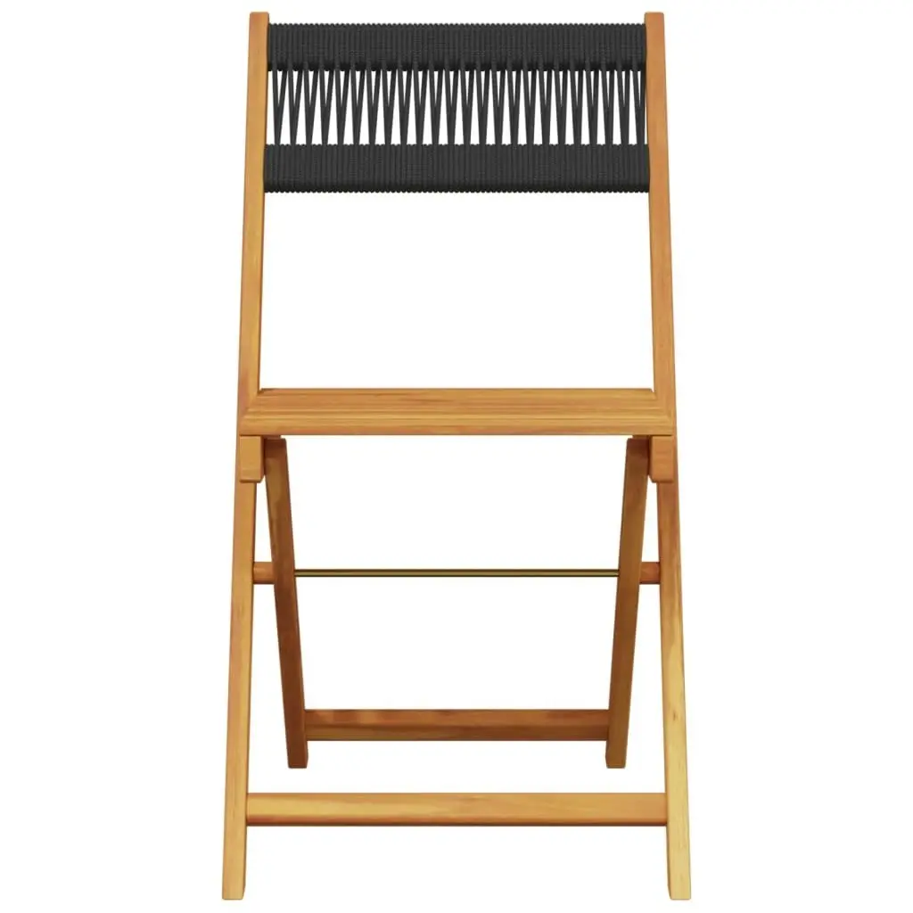 Bistro Chairs 2 pcs Black Solid Wood Acacia and Rope 367678