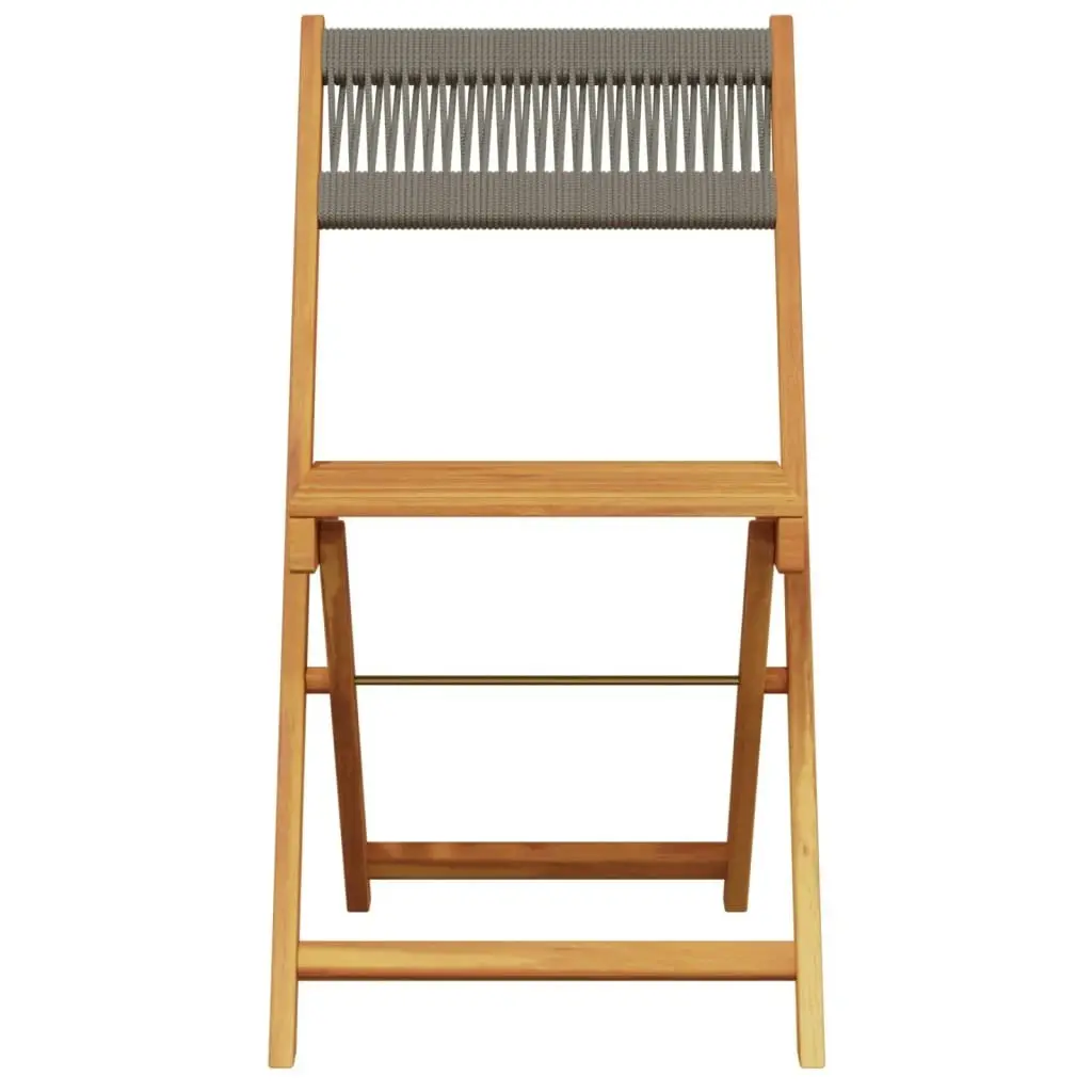 Bistro Chairs 2 pcs Grey Solid Wood Acacia and Rope 367679