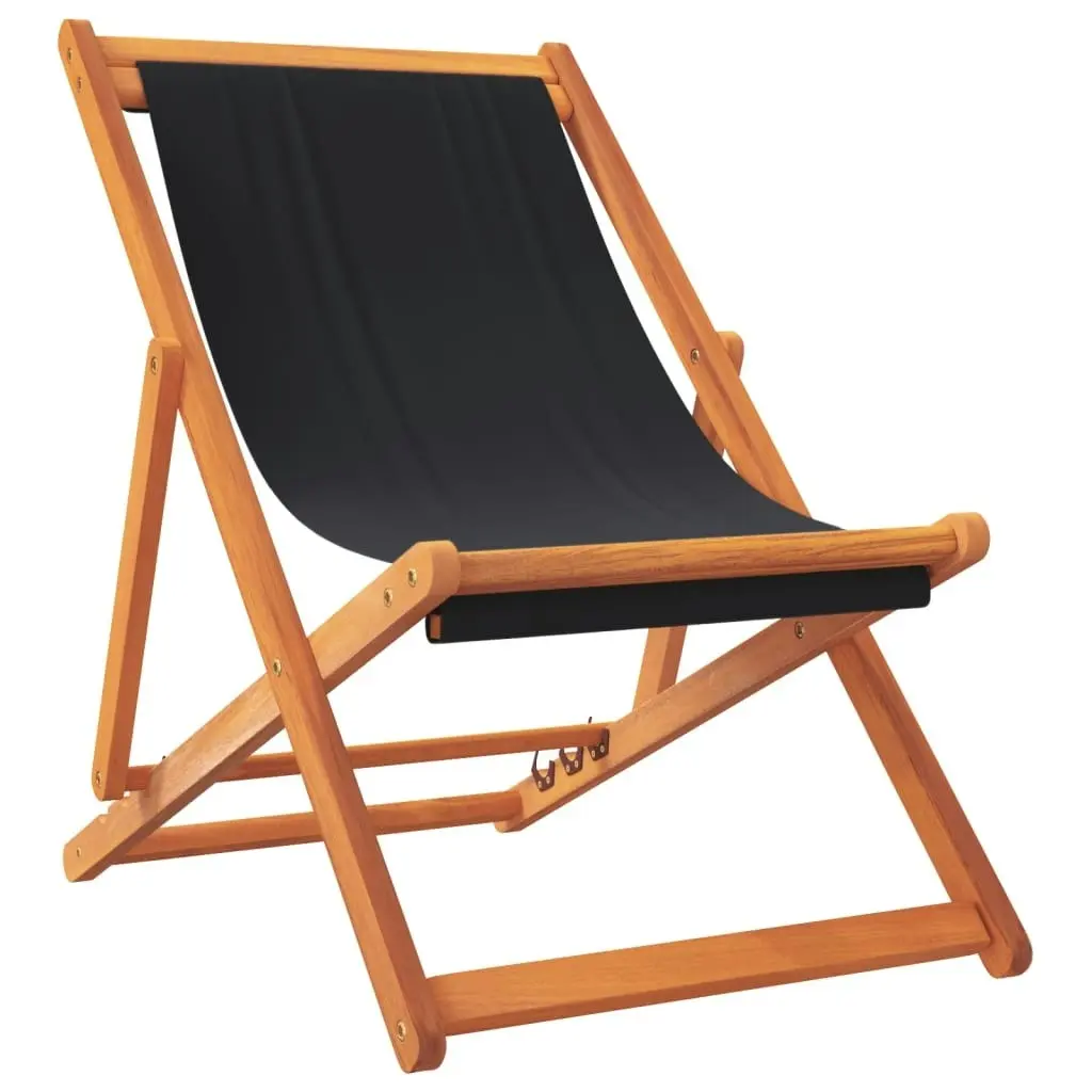 Folding Beach Chairs 2 pcs Black Fabric 3214497