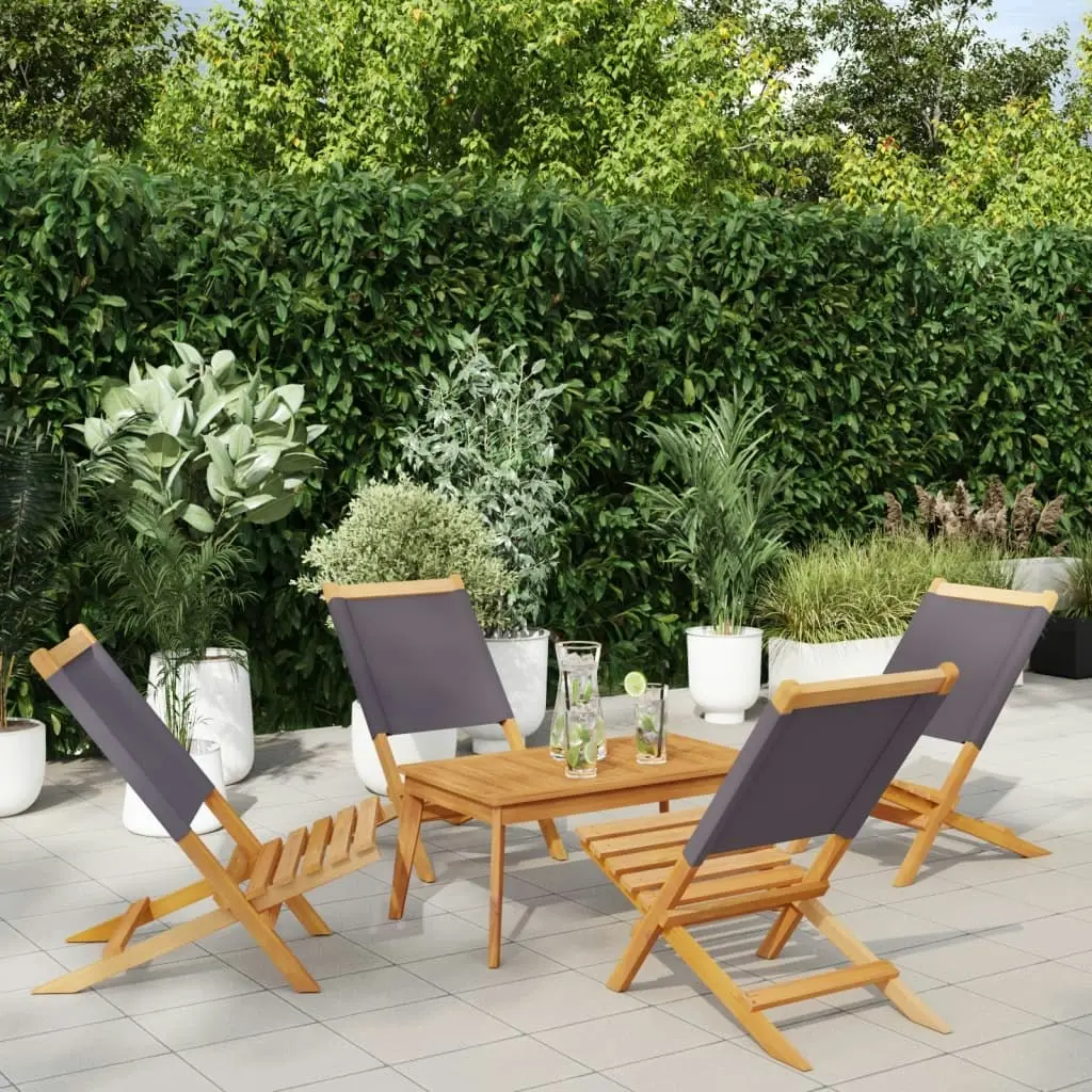 Folding Garden Chairs 4 pcs Anthracite Fabric and Solid Wood 3214640