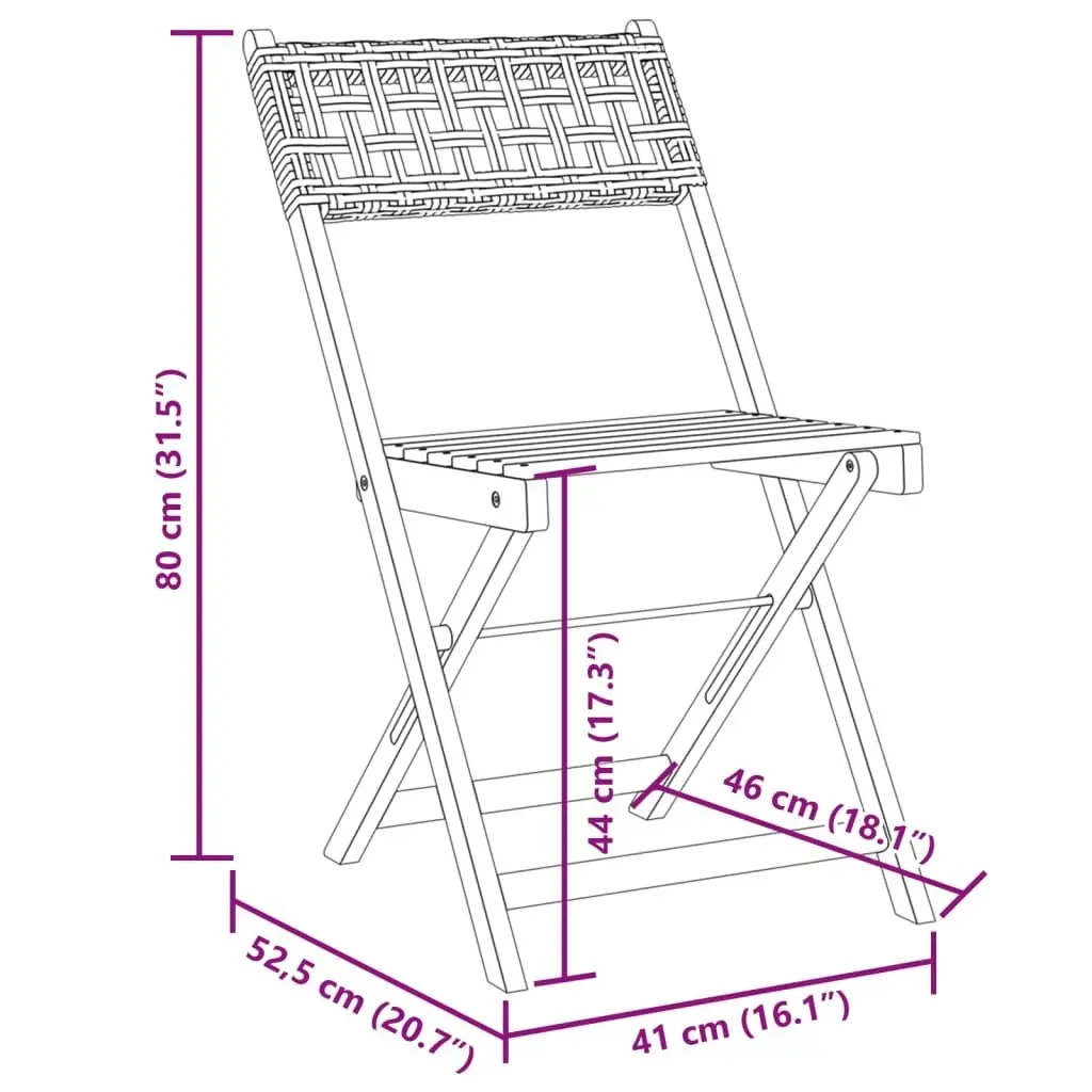 Folding Garden Chairs 4 pcs Beige Poly Rattan and Solid Wood 3214598