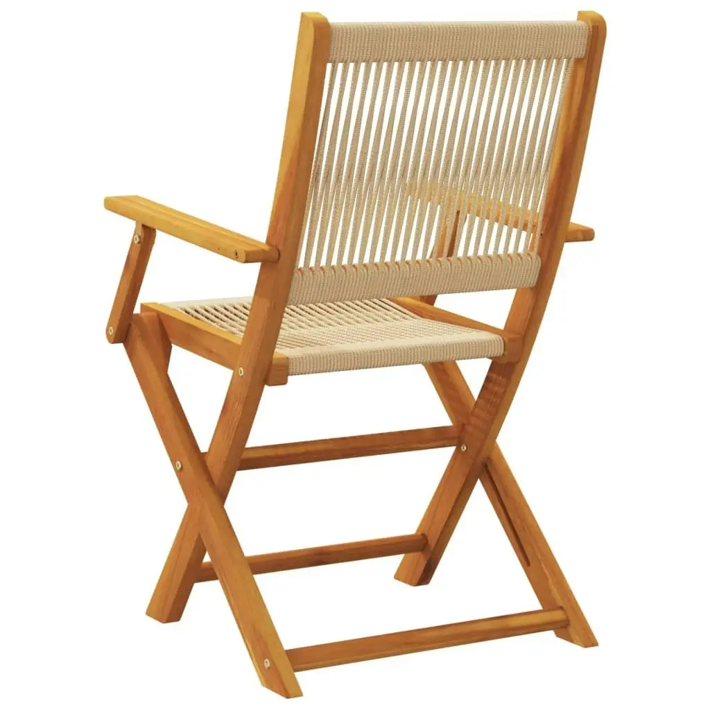 Folding Garden Chairs 4 pcs Beige Solid Wood Acacia 3214571