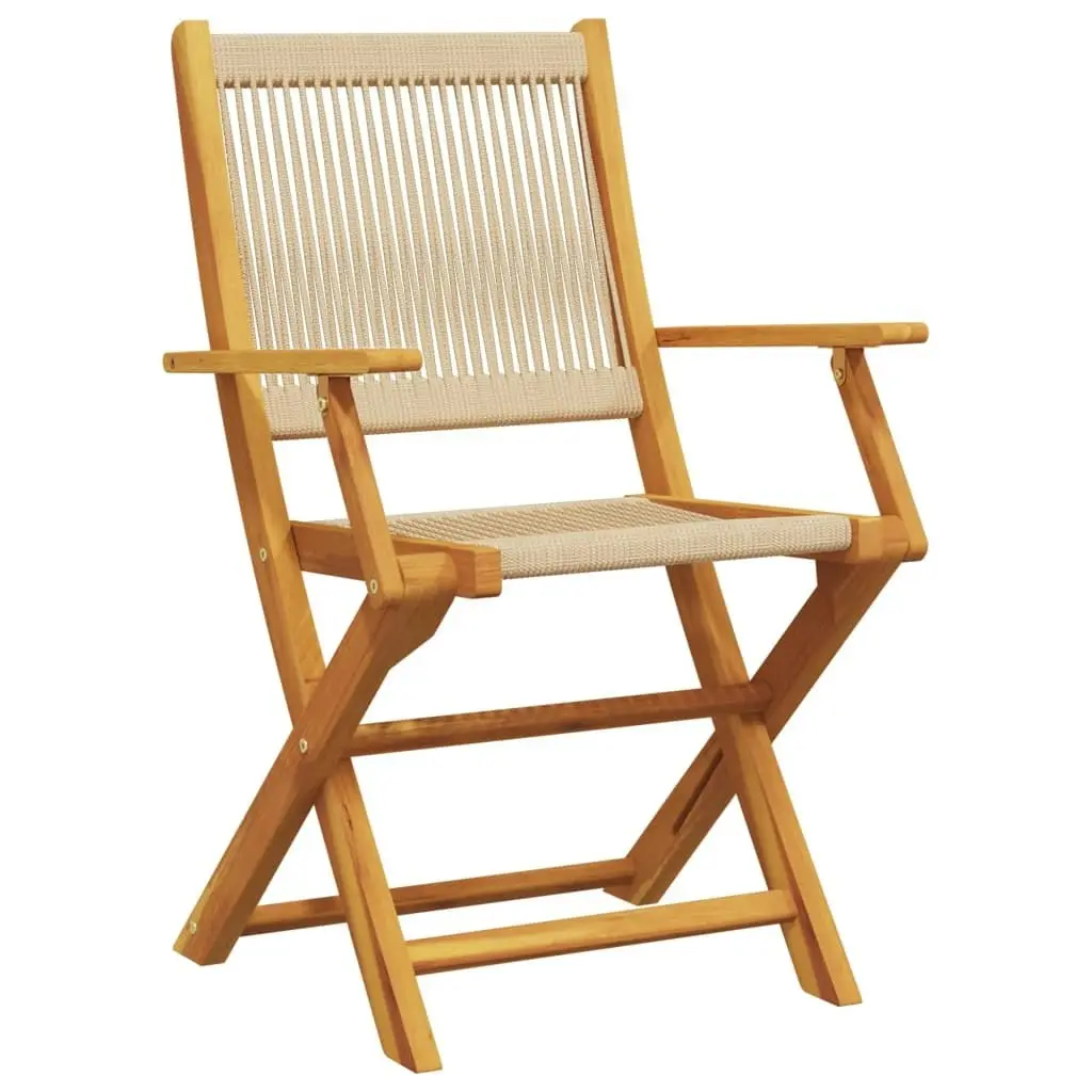 Folding Garden Chairs 4 pcs Beige Solid Wood Acacia 3214571