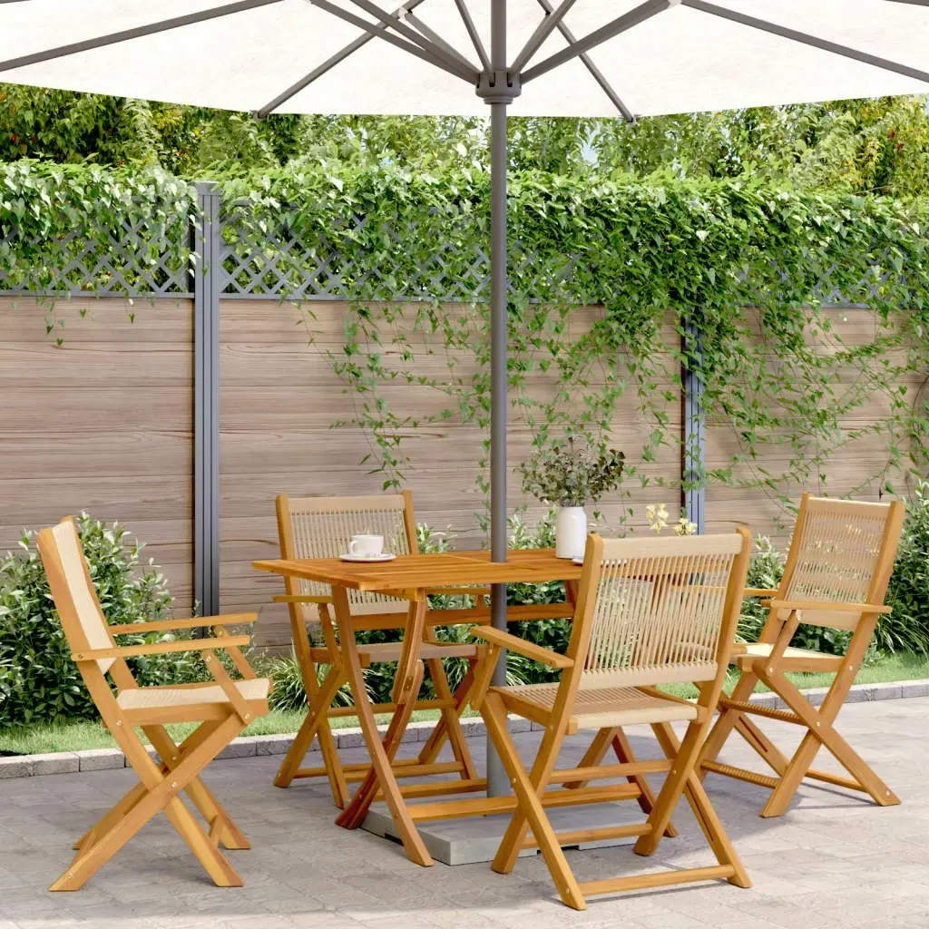 Folding Garden Chairs 4 pcs Beige Solid Wood Acacia 3214571