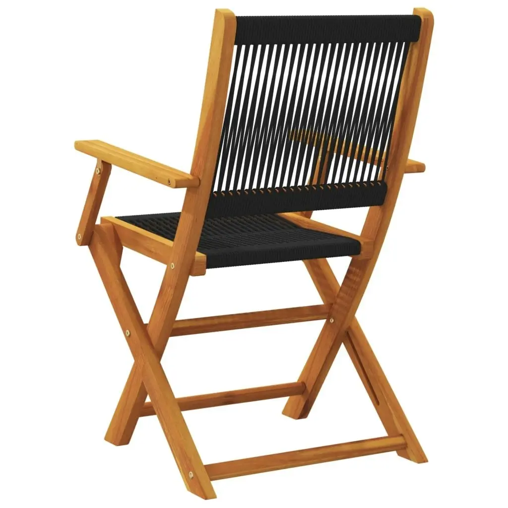 Folding Garden Chairs 4 pcs Black Solid Wood Acacia 3214565