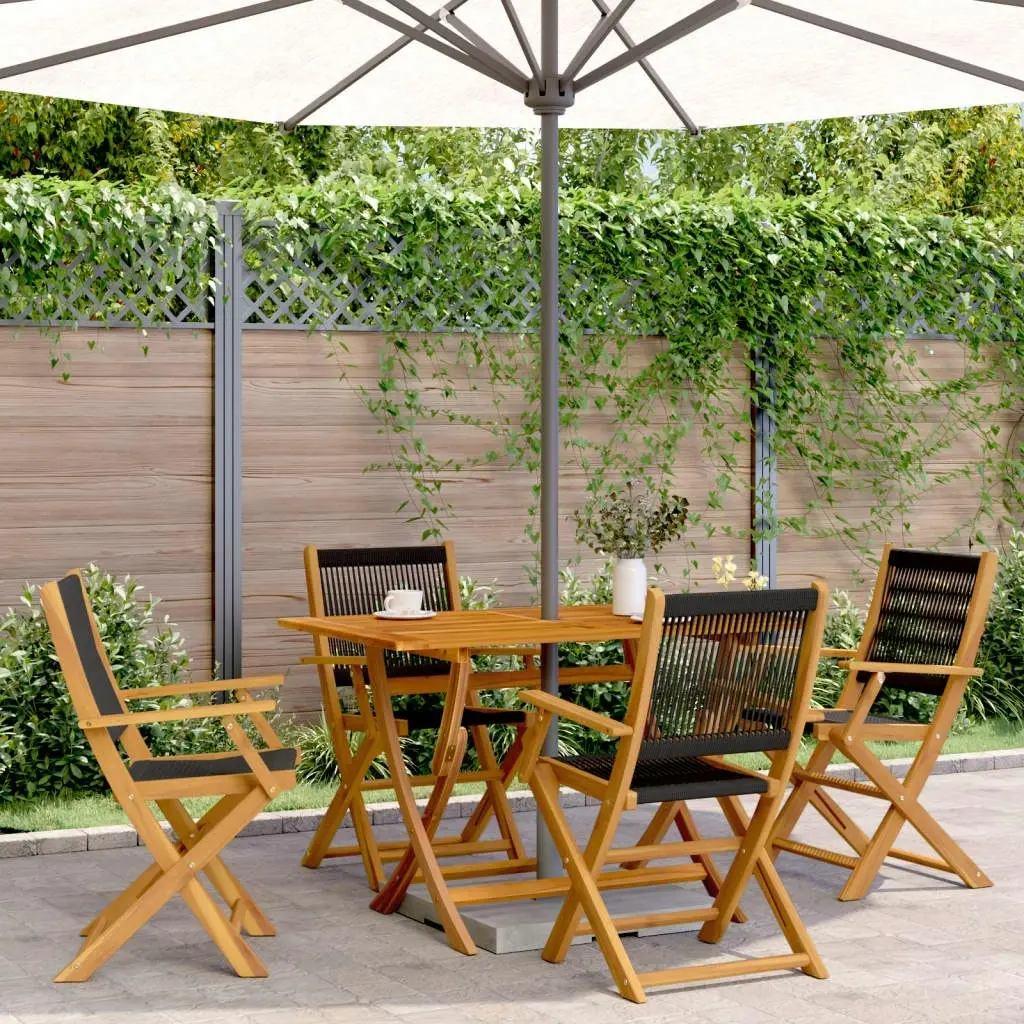 Folding Garden Chairs 4 pcs Black Solid Wood Acacia 3214565