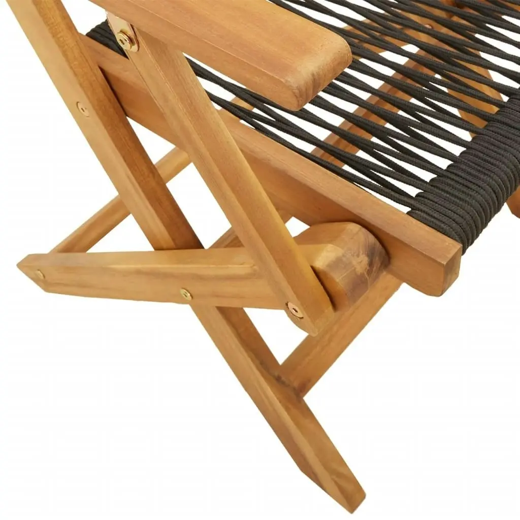 Folding Garden Chairs 4 pcs Black Solid Wood Acacia 3214565