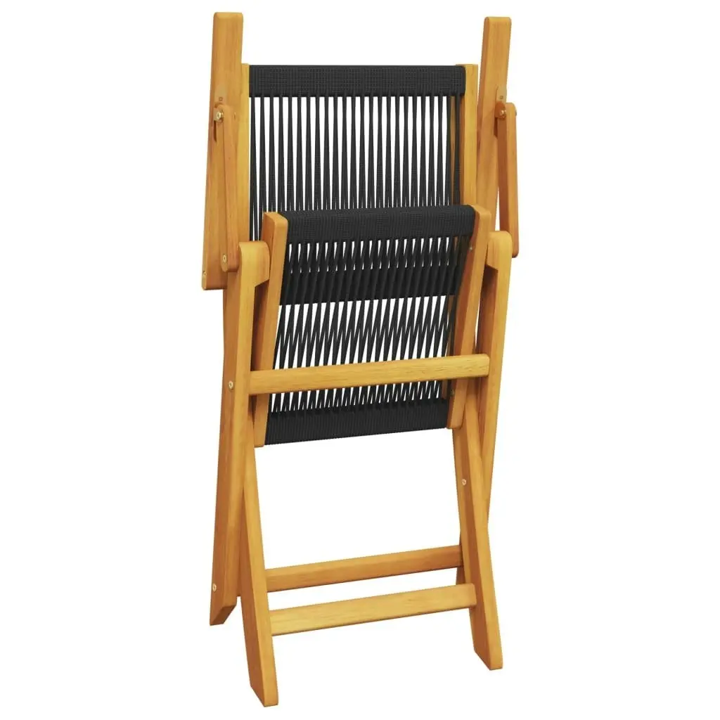 Folding Garden Chairs 4 pcs Black Solid Wood Acacia 3214565