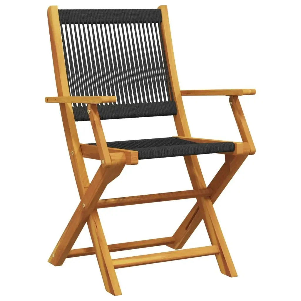 Folding Garden Chairs 4 pcs Black Solid Wood Acacia 3214565