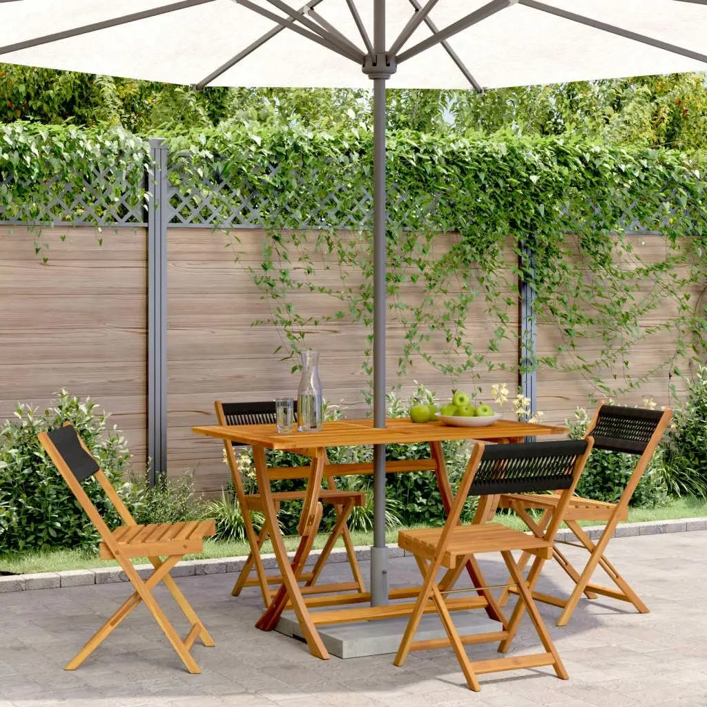 Folding Garden Chairs 4 pcs Black Solid Wood Acacia 3214601