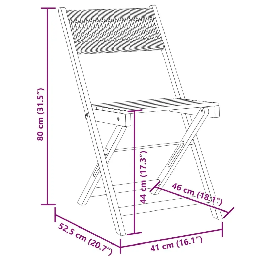 Folding Garden Chairs 4 pcs Black Solid Wood Acacia 3214601