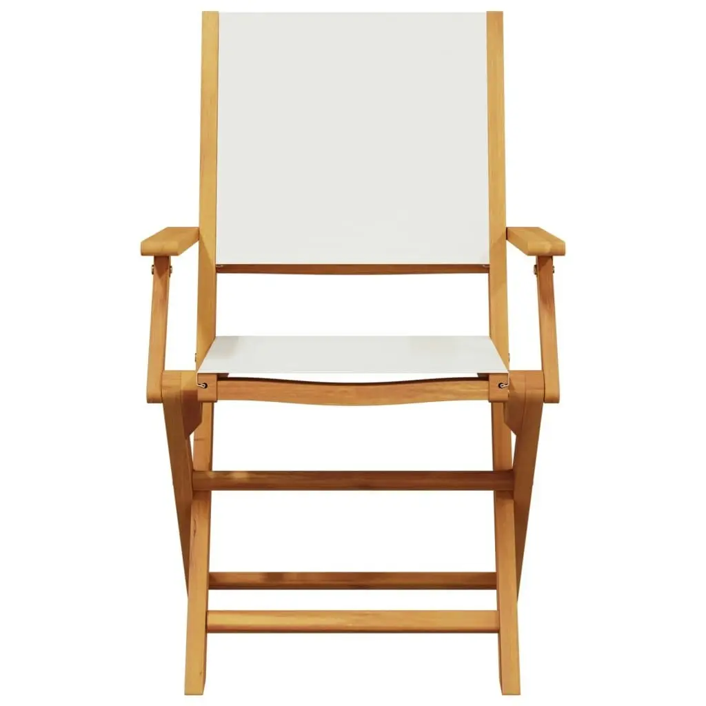 Folding Garden Chairs 4 pcs Cream White Fabric and Solid Wood 3214574