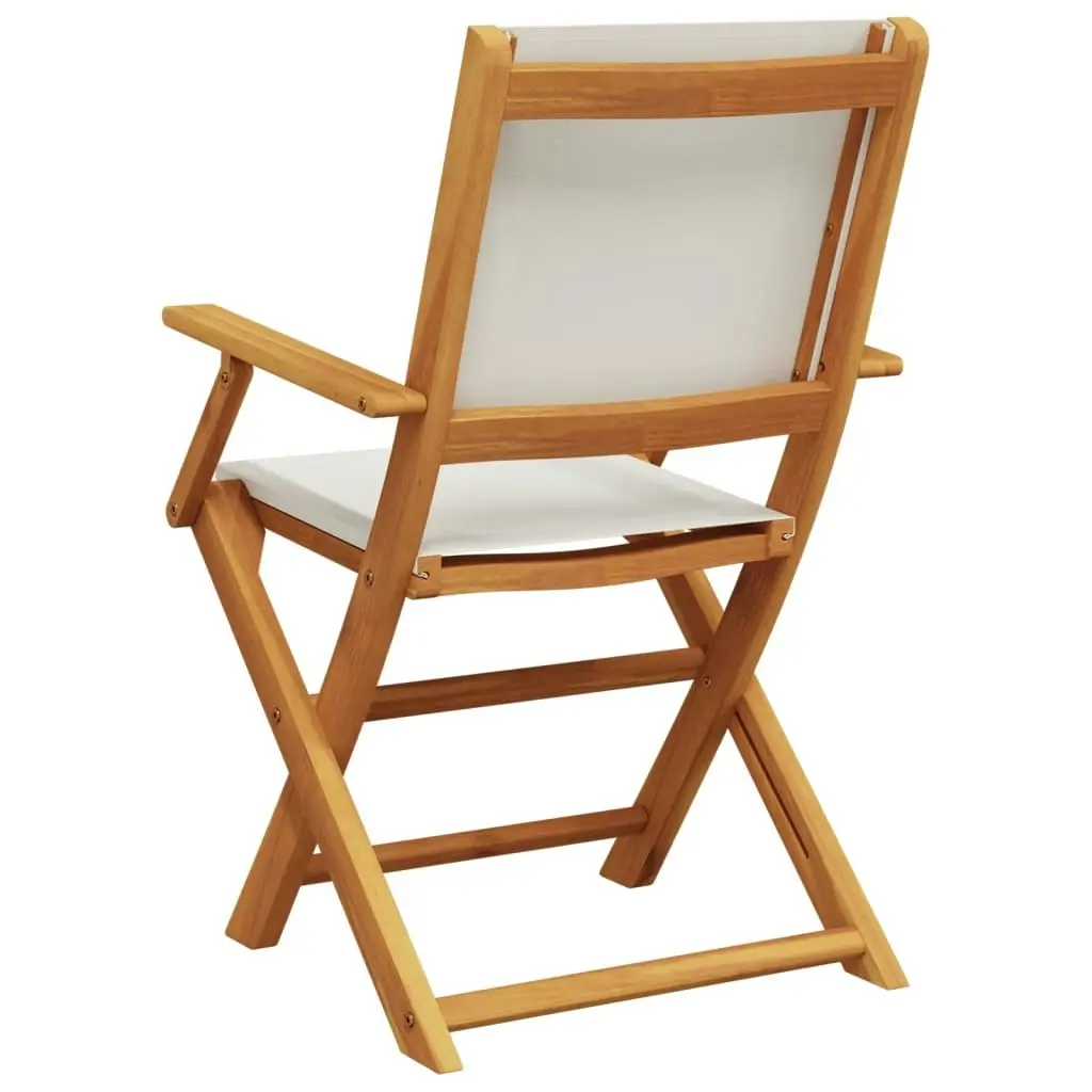 Folding Garden Chairs 4 pcs Cream White Fabric and Solid Wood 3214574