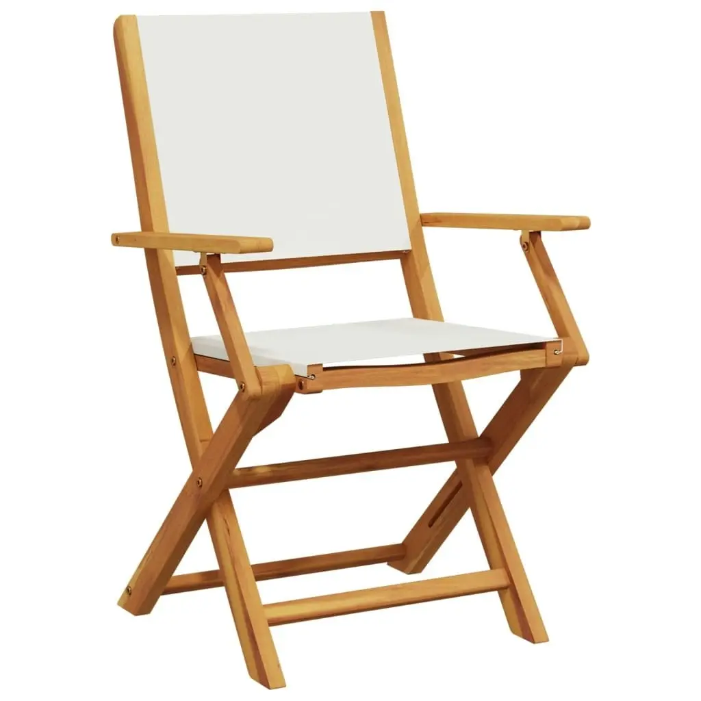 Folding Garden Chairs 4 pcs Cream White Fabric and Solid Wood 3214574