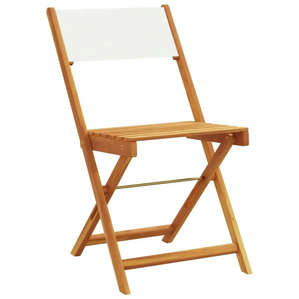 Folding Garden Chairs 4 pcs Cream White Fabric and Solid Wood 3214610