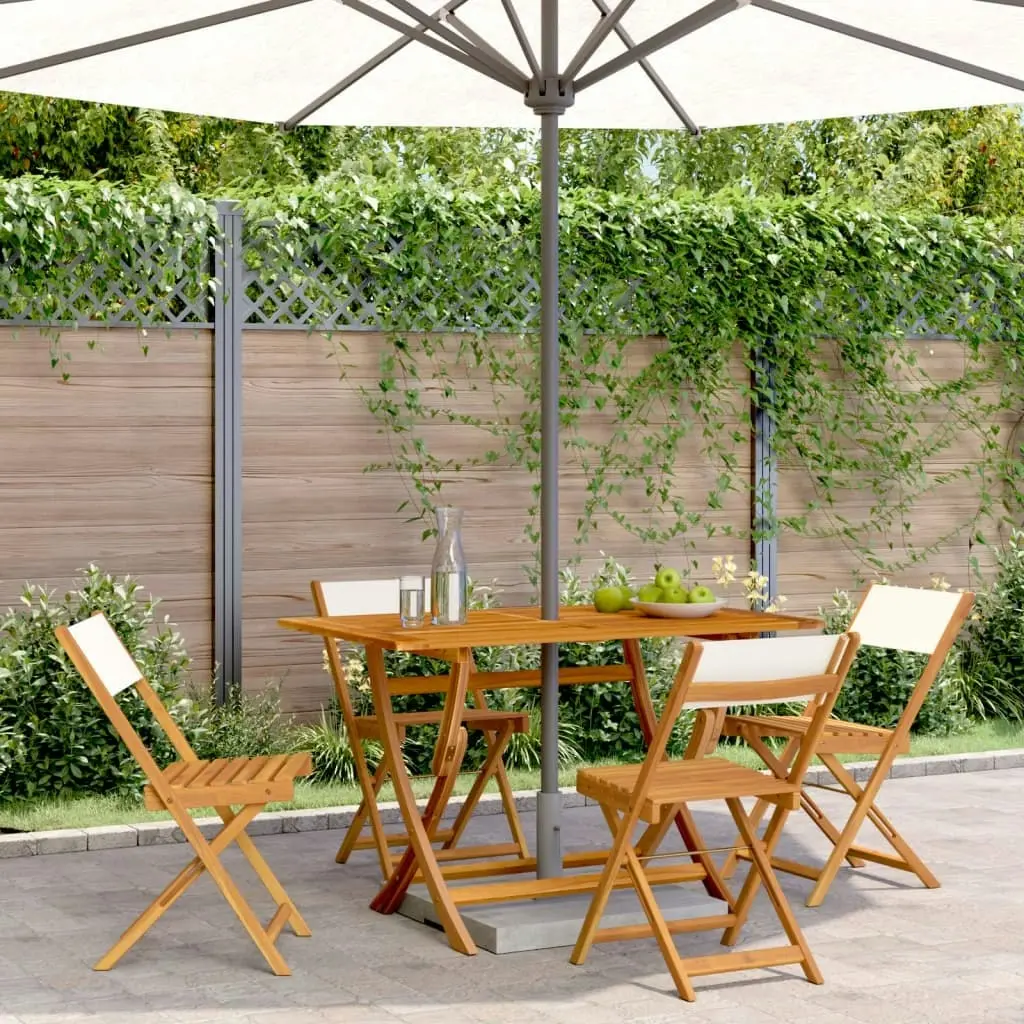 Folding Garden Chairs 4 pcs Cream White Fabric and Solid Wood 3214610