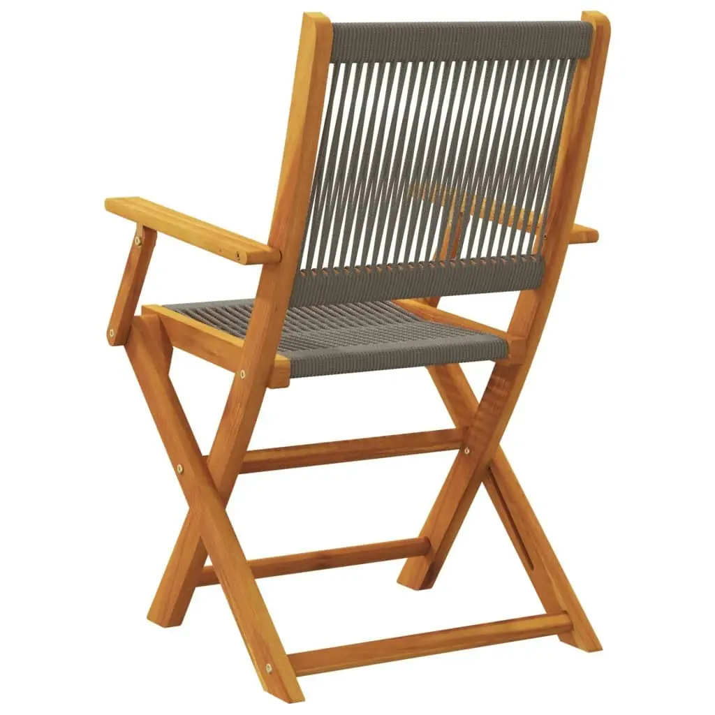 Folding Garden Chairs 4 pcs Grey Solid Wood Acacia 3214568