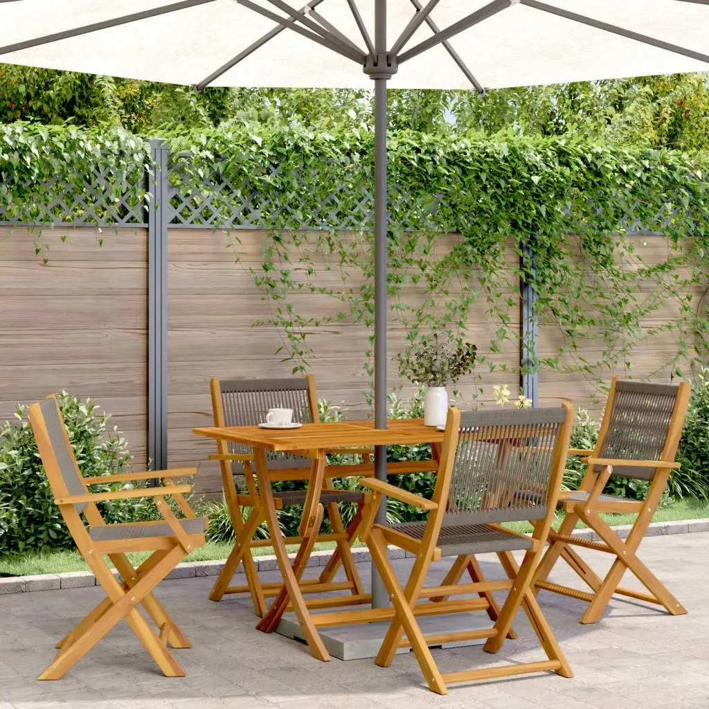 Folding Garden Chairs 4 pcs Grey Solid Wood Acacia 3214568