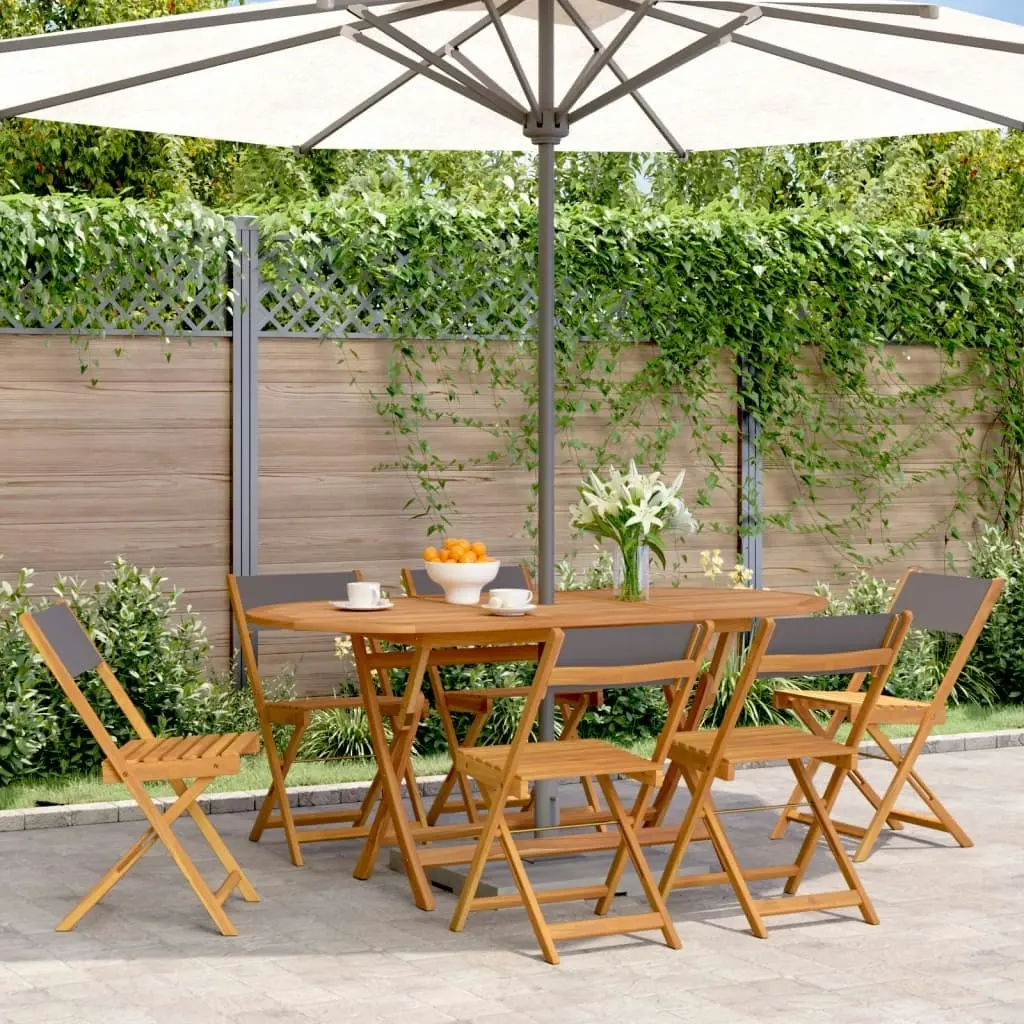 Folding Garden Chairs 6 pcs Anthracite Fabric and Solid Wood 3214614