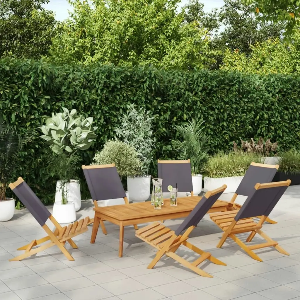 Folding Garden Chairs 6 pcs Anthracite Fabric and Solid Wood 3214641