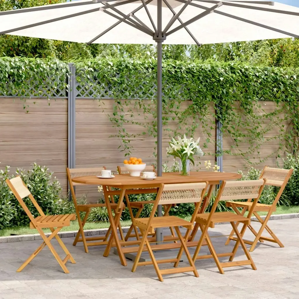 Folding Garden Chairs 6 pcs Beige Solid Wood Acacia 3214608