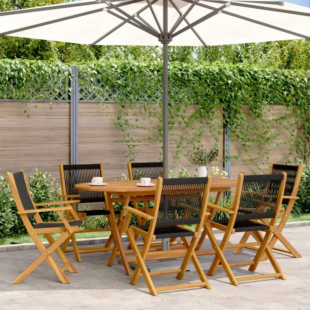 Folding Garden Chairs 6 pcs Black Solid Wood Acacia 3214566