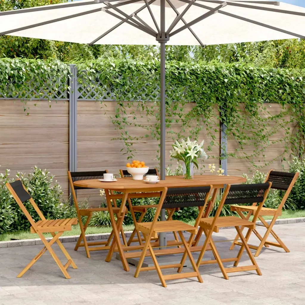 Folding Garden Chairs 6 pcs Black Solid Wood Acacia 3214602