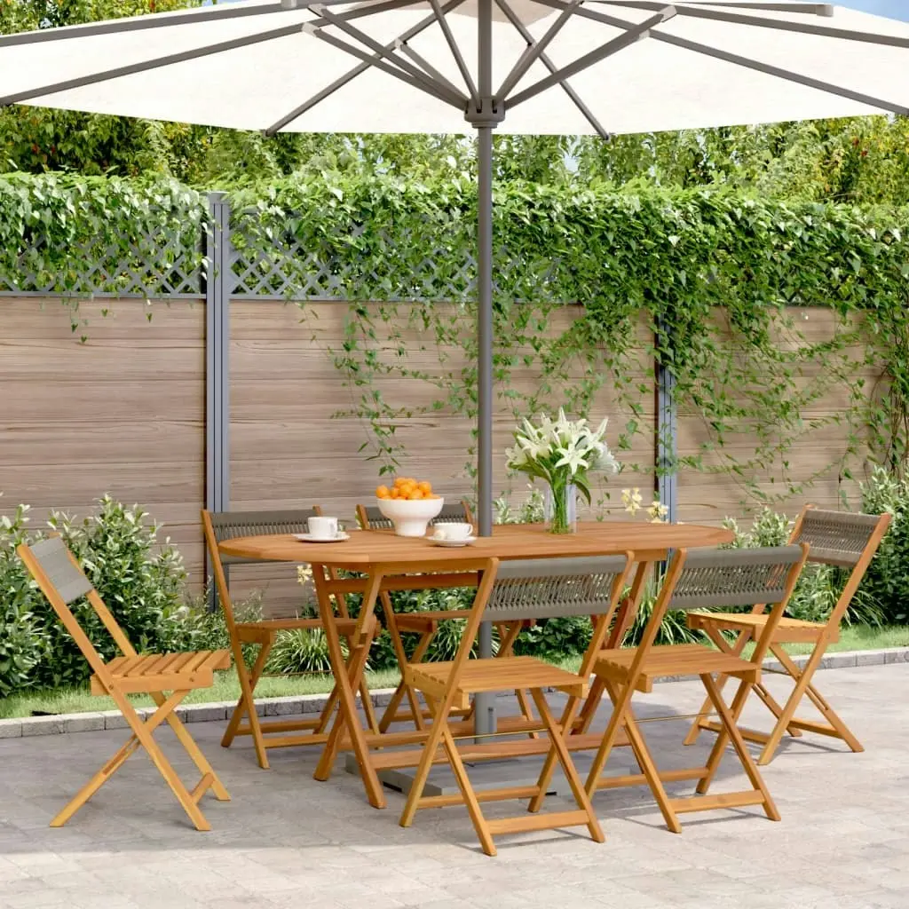 Folding Garden Chairs 6 pcs Grey Solid Wood Acacia 3214605