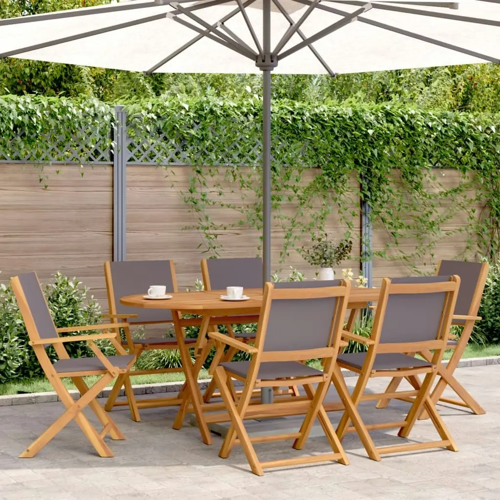 Folding Garden Chairs 8 pcs Anthracite Fabric and Solid Wood 3214579